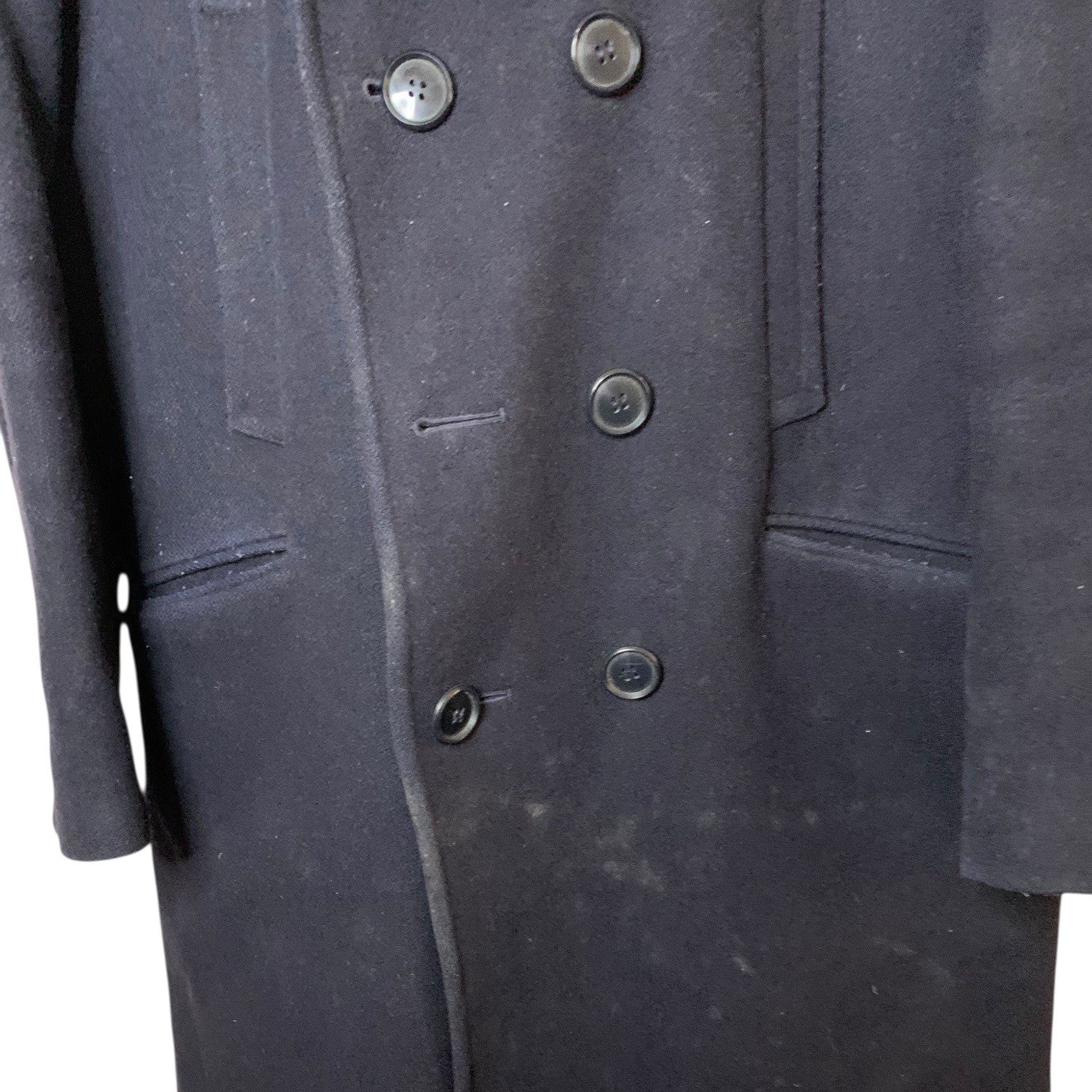 Vintage Kindler Navy Wool Overcoat Womens Size 16 Large Double Breasted England