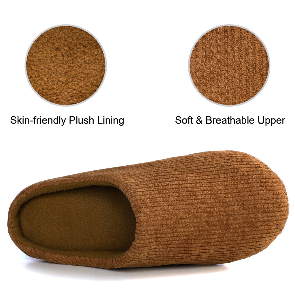 Women's Cozy Memory Foam Slippers Brown 5/6 UK 38/39 EU Lightweight Anti-Slip