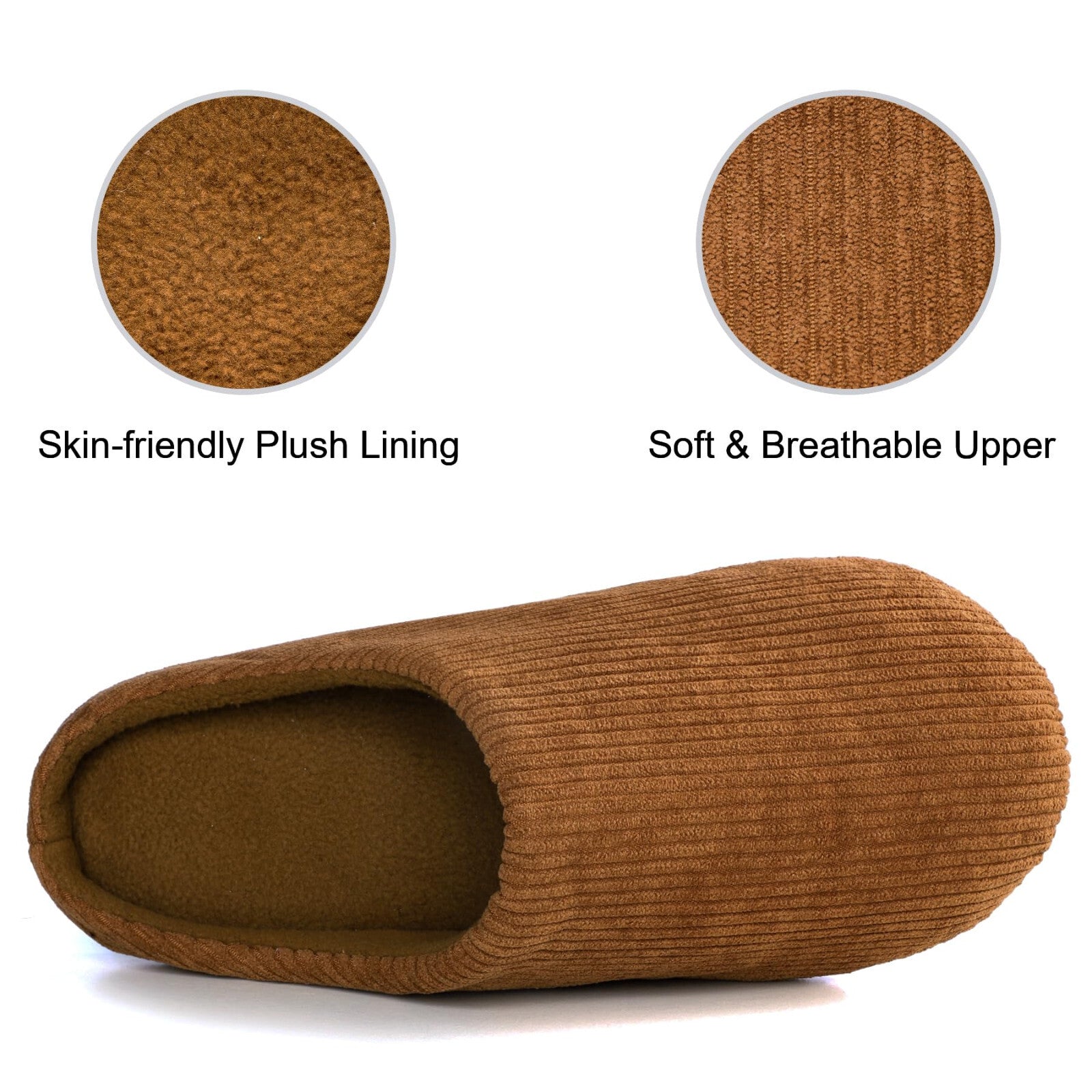 Women's Cozy Memory Foam Slippers Brown 5/6 UK 38/39 EU Lightweight Anti-Slip