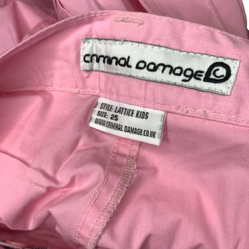 Criminal Damage Kids Cargo Pants Light Pink Lattice Style Y2K BNWT Waist 25"