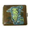 Vintage Bahrain Souvenir Cigarette Case Pictorial Map Camel Palm Trees