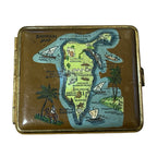 Vintage Bahrain Souvenir Cigarette Case Pictorial Map Camel Palm Trees
