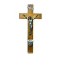 Vintage Catholic Wall Crucifix Wooden Cross Metal Jesus Holy Water Font IHS