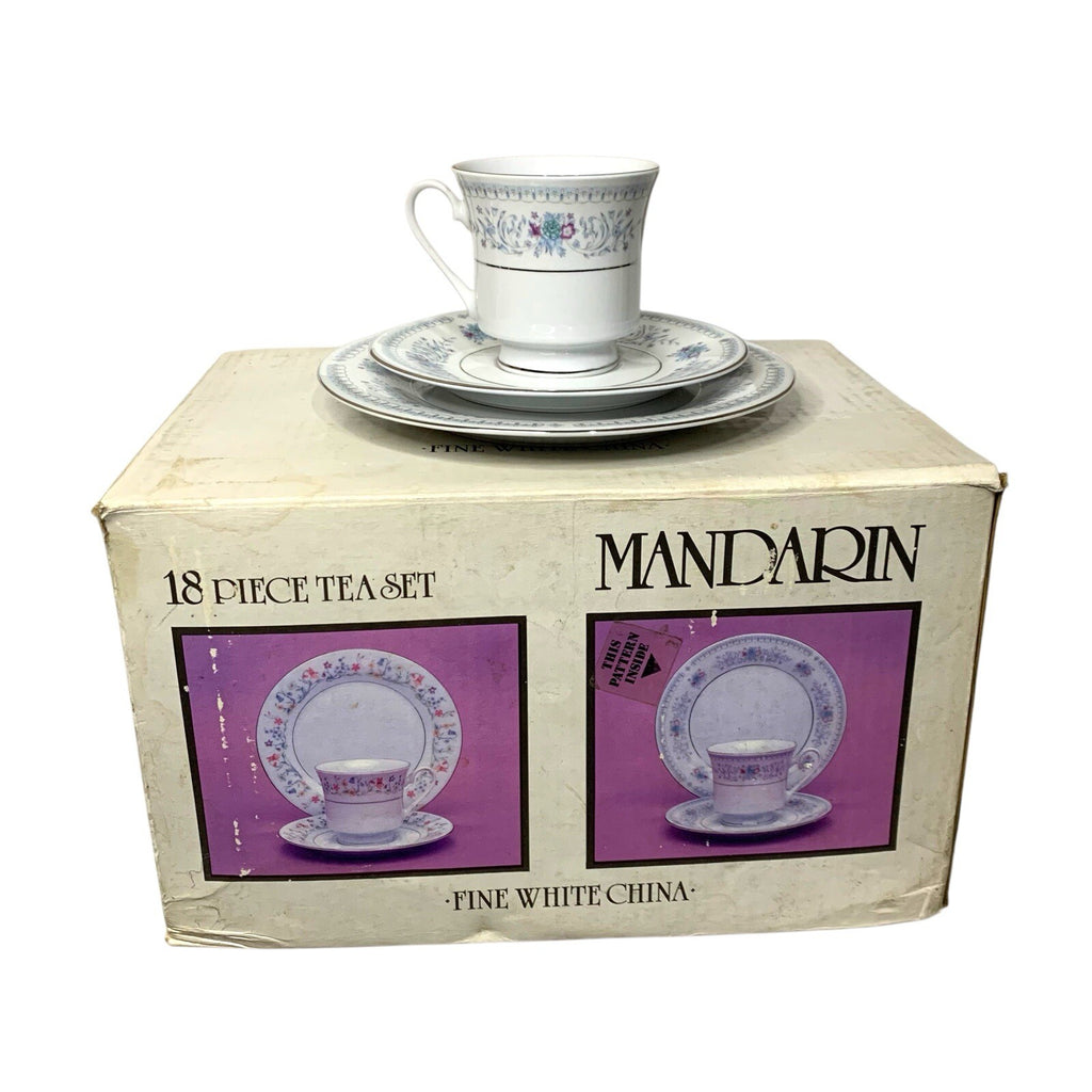Liling Mandarin 18 Piece Tea Coffee Set White China Cups Saucers Boxed