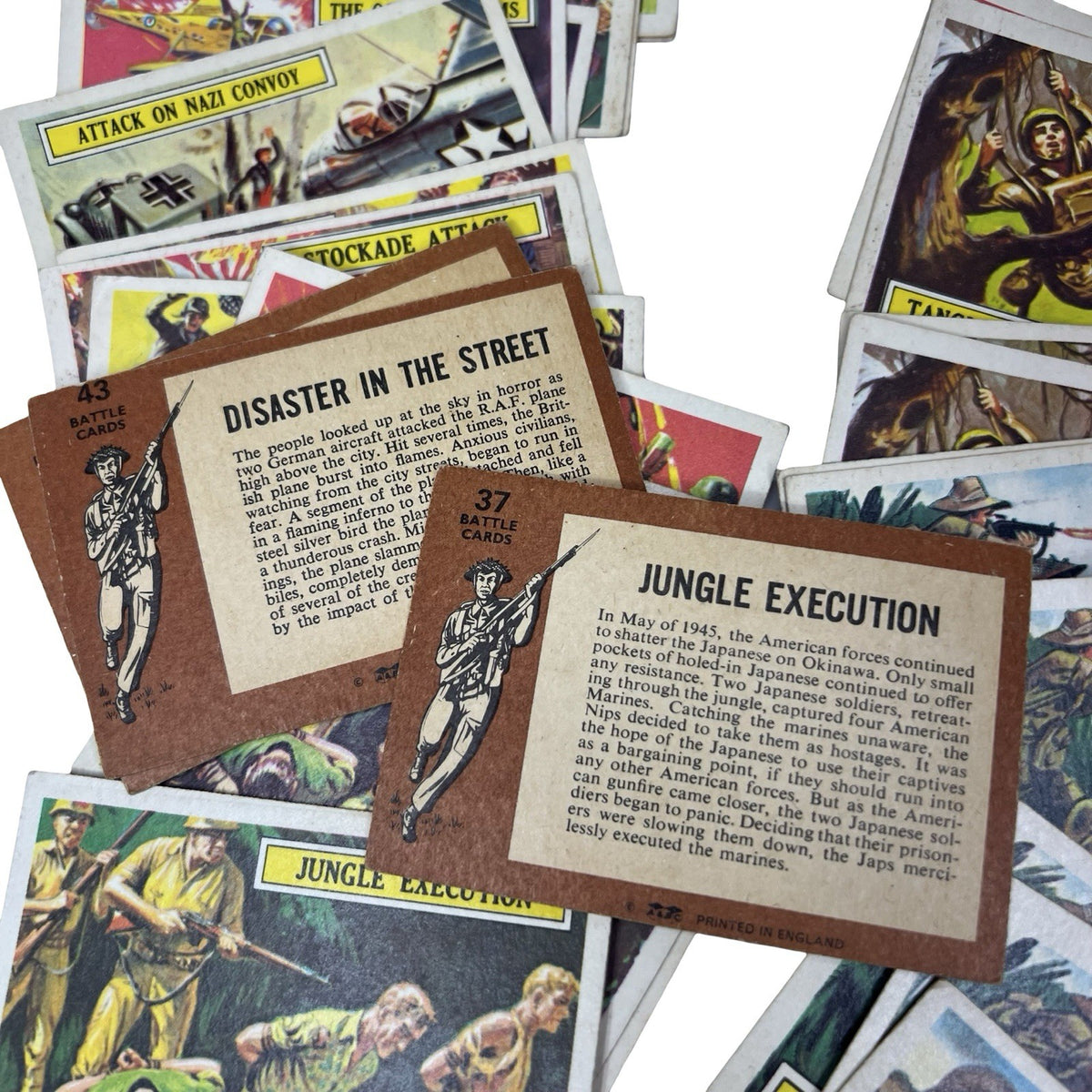 1965 A&BC Battle WWII Trading Cards 30 Card Lot 17 Different UK Gum - back view