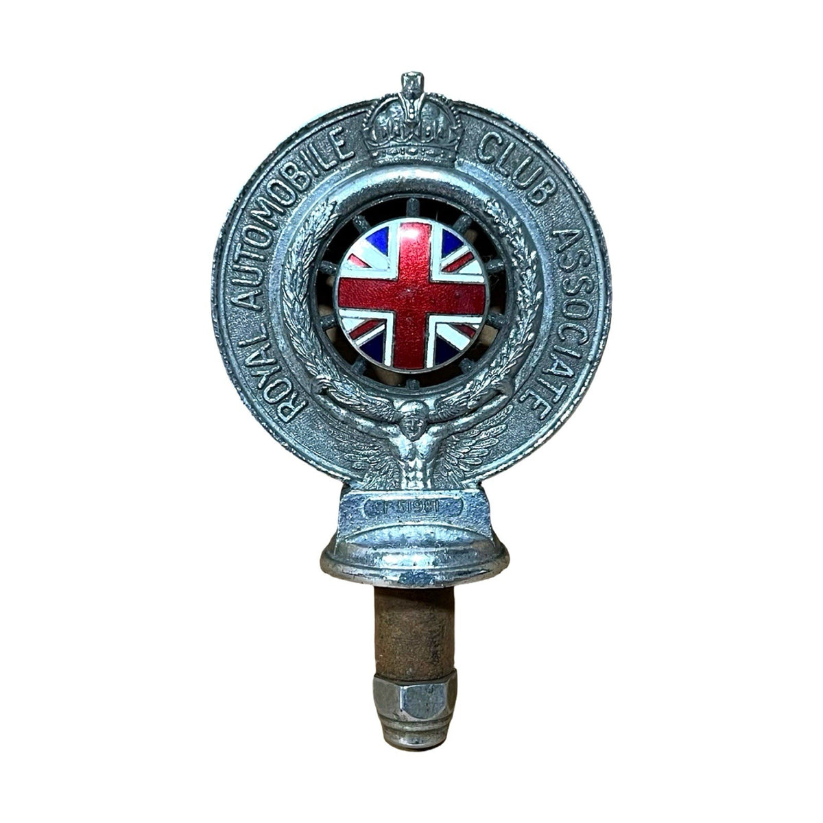 Vintage 1930s RAC Royal Automobile Club Associate Enamel Car Badge Mascot
