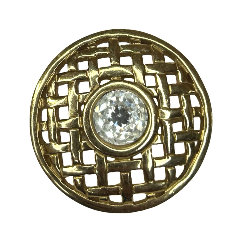 Vintage Balenciaga Paris Gold Tone Crystal Scarf Clip Slide Openwork Lattice
