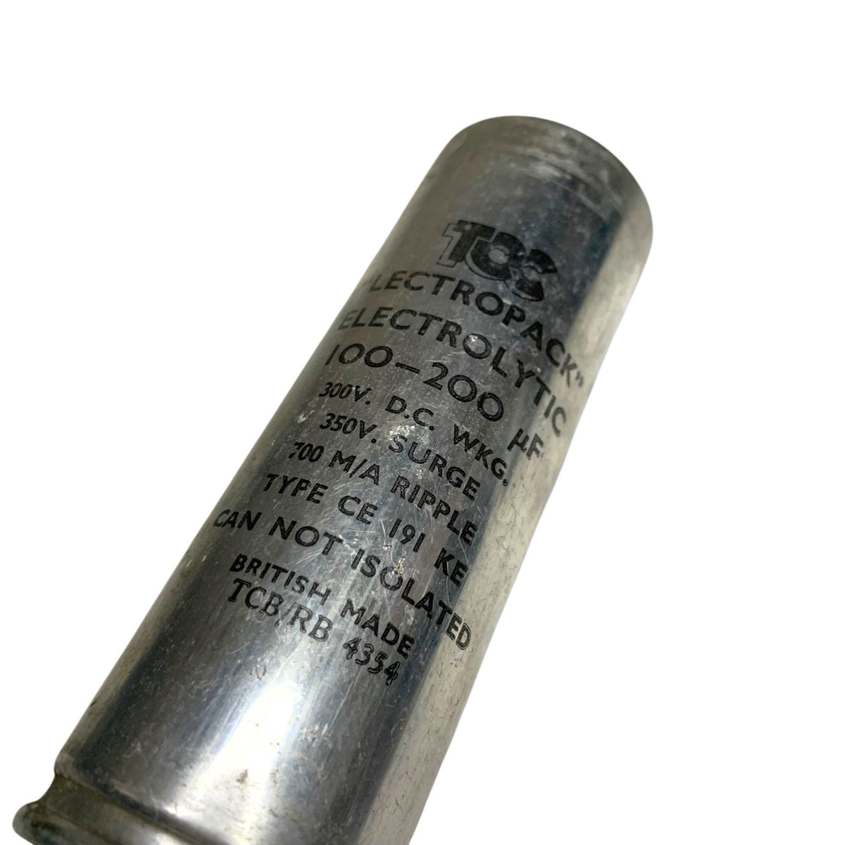 Vintage TCC Lectropack Electrolytic Capacitor Can Condenser CE191KE 100-200uF