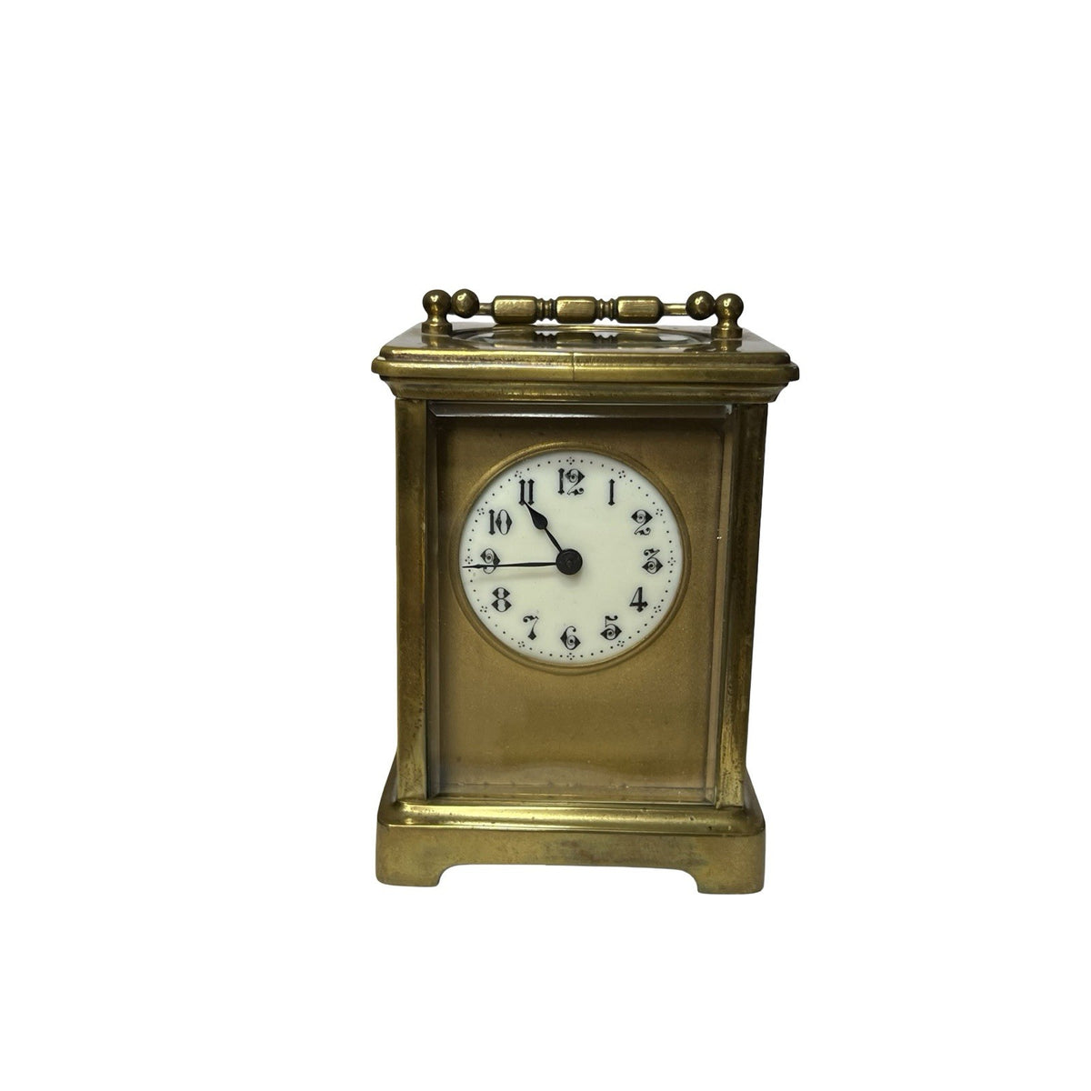 Vintage Brass Carriage Clock Platform Escapement Glass Sides Key Wind Up France