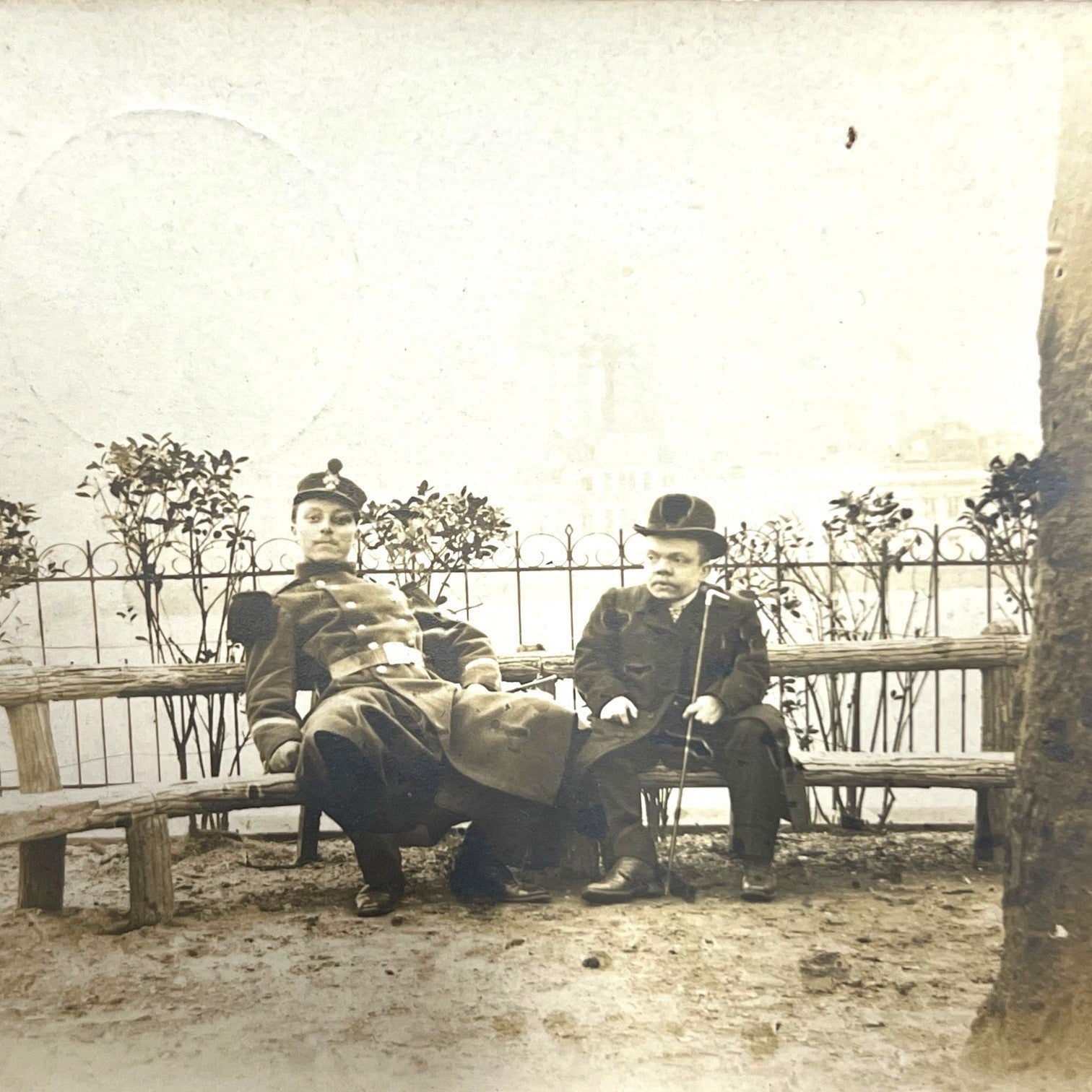 1908 French RPPC Soldier Little Person Gentleman Military Real Photo Postcard