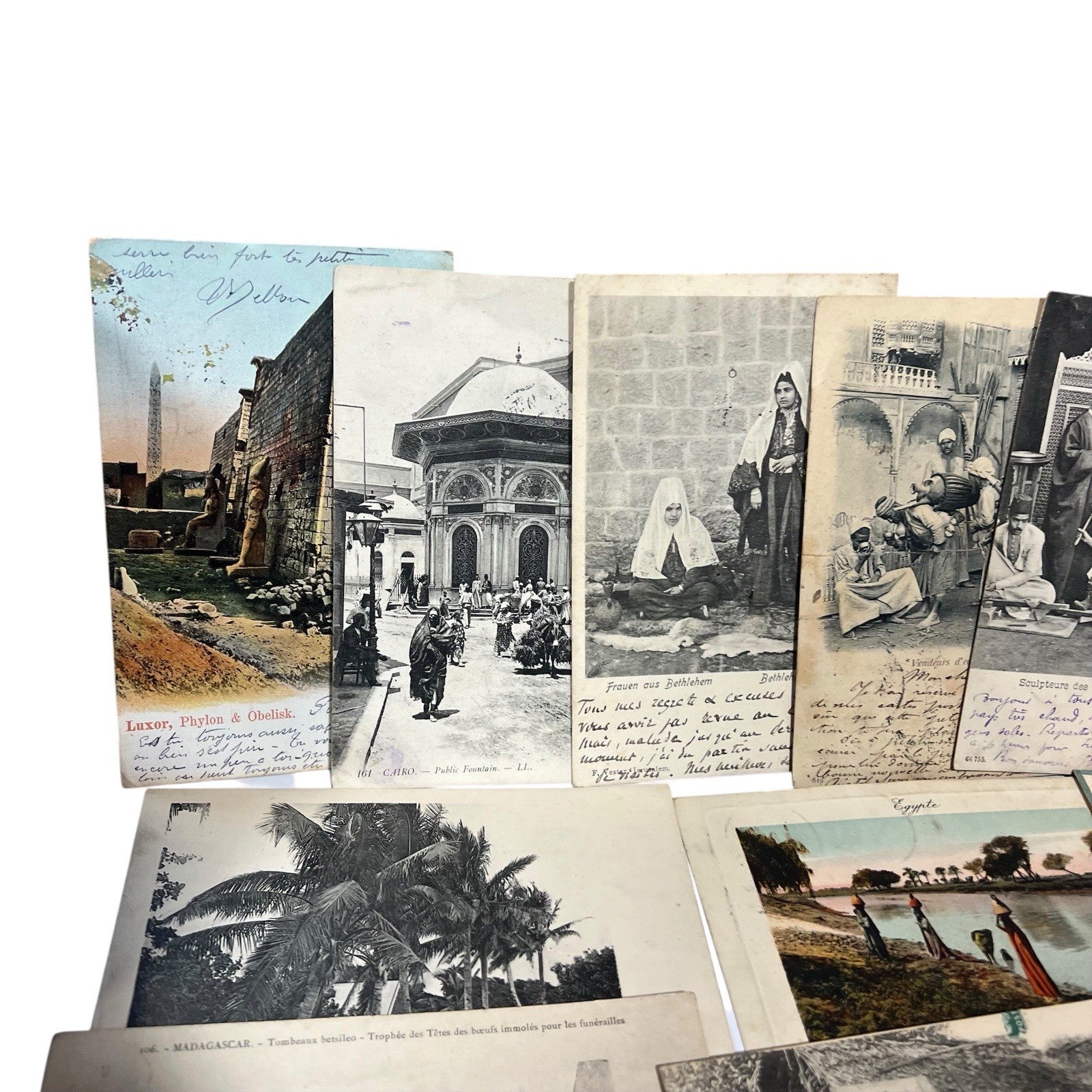 Antique Postcard Lot Egypt Jerusalem Bethlehem Madagascar Ethnographic Orient