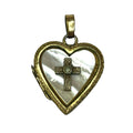 Vintage 1/20 12K Gold Filled Heart Locket Mother of Pearl Cross Pendant Charm