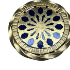 Vintage A Augis Virgin Mary Blue Enamel Gold Tone Catholic Pendant Medal