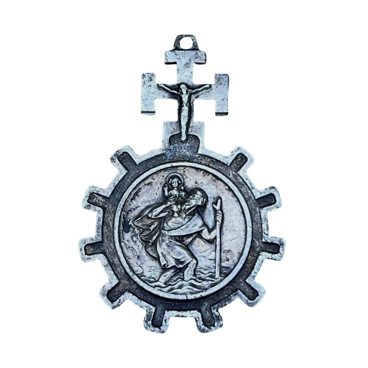 Vintage St Christopher Motorist Pendant Protect Us From Accident Religious
