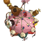 Vintage Chinese Silk Pin Cushion Asian Cloth Dolls Sewing Quilting Holder