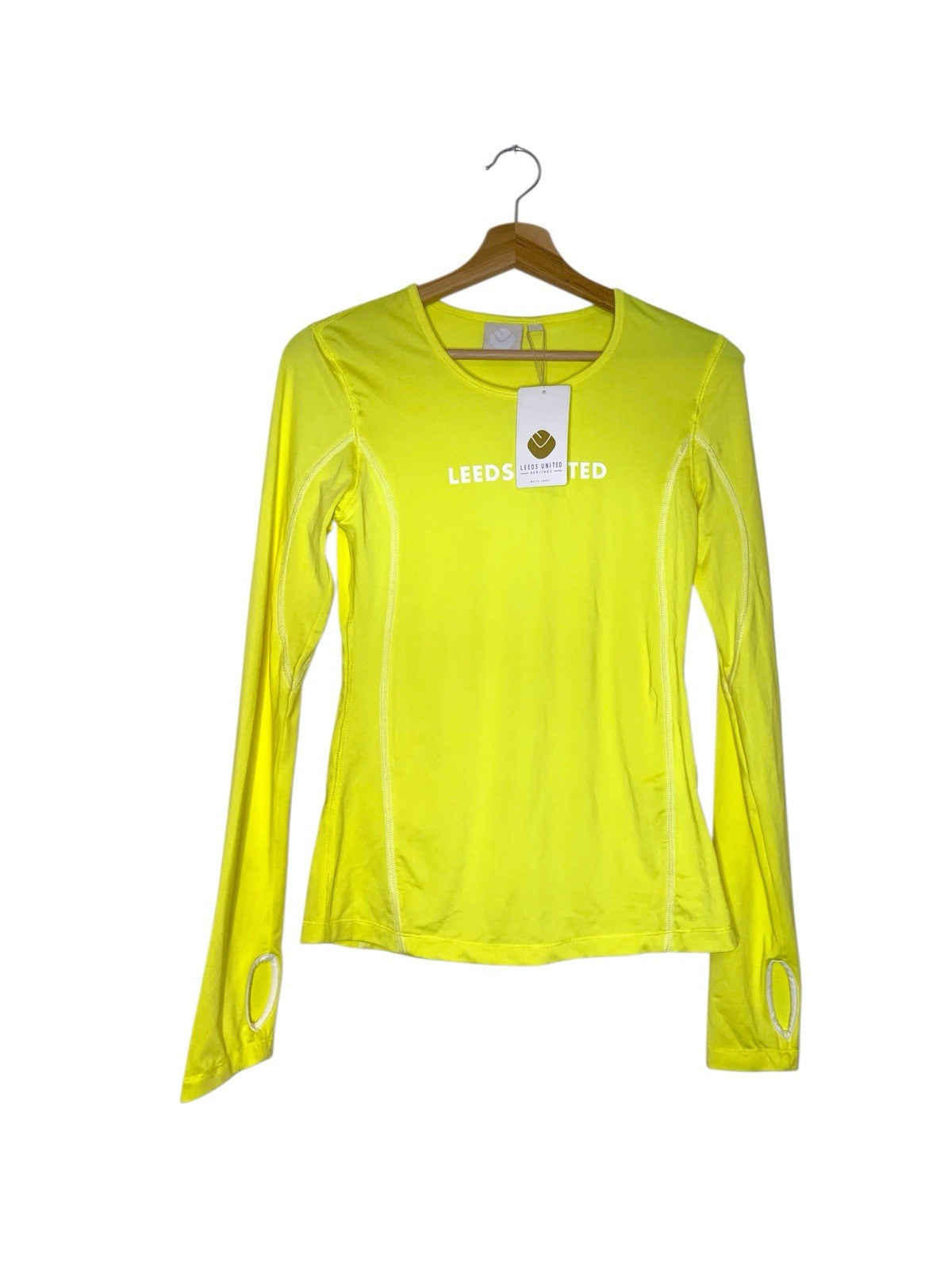 Leeds United Heritage White Label Yellow Gym Stretch Running Top BNWT Size 6