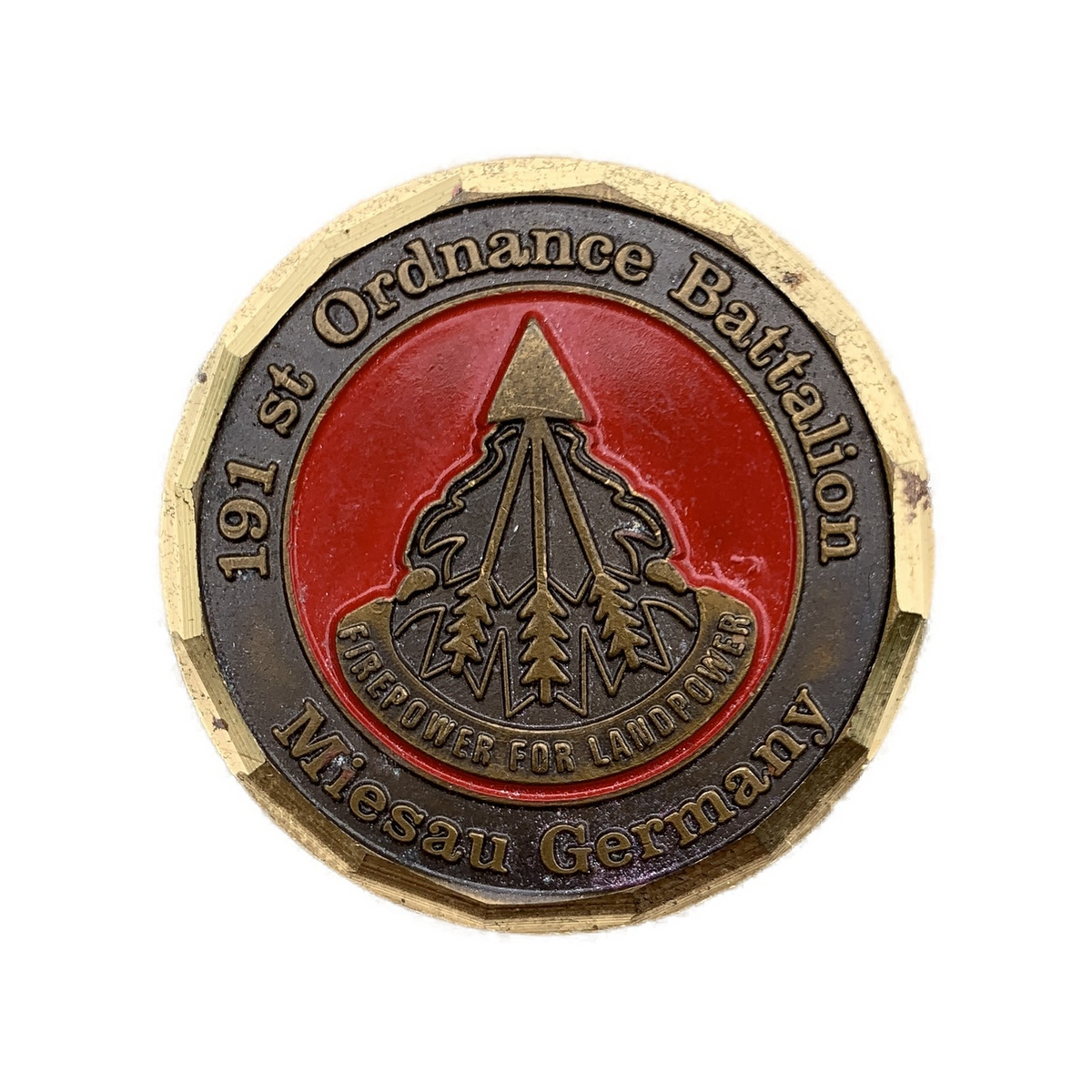 Vintage US Army 191st Ordnance Battalion Challenge Coin Miesau Germany