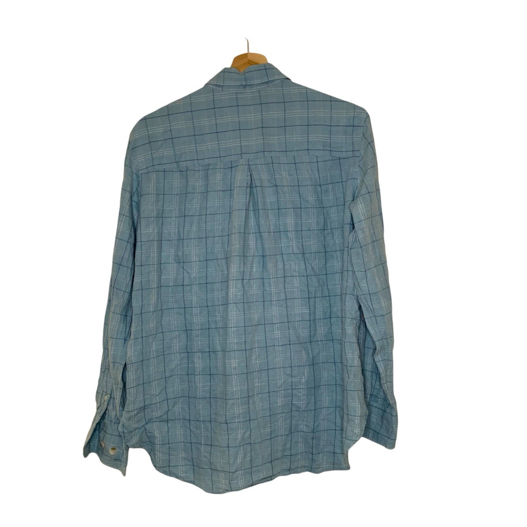 Carhartt Shirt Light Blue Plaid Long Sleeve Button Up Workwear Unisex Size S