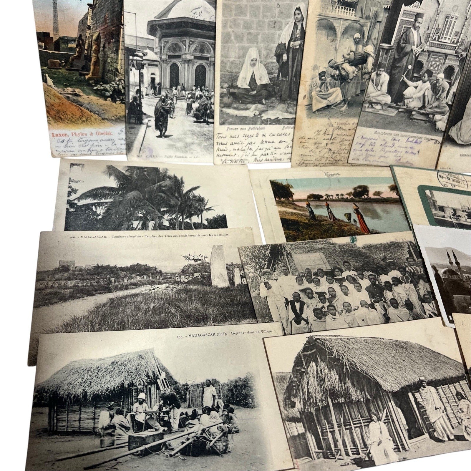 Antique Postcard Lot Egypt Jerusalem Bethlehem Madagascar Ethnographic Orient