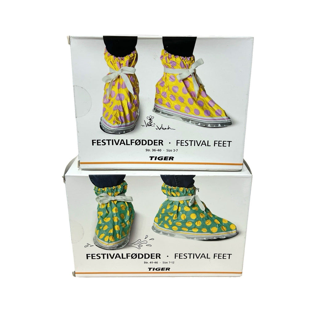 Tiger Festival Feet Waterproof Shoe Covers Polka Dot Rain Covers Size 3-7 x2
