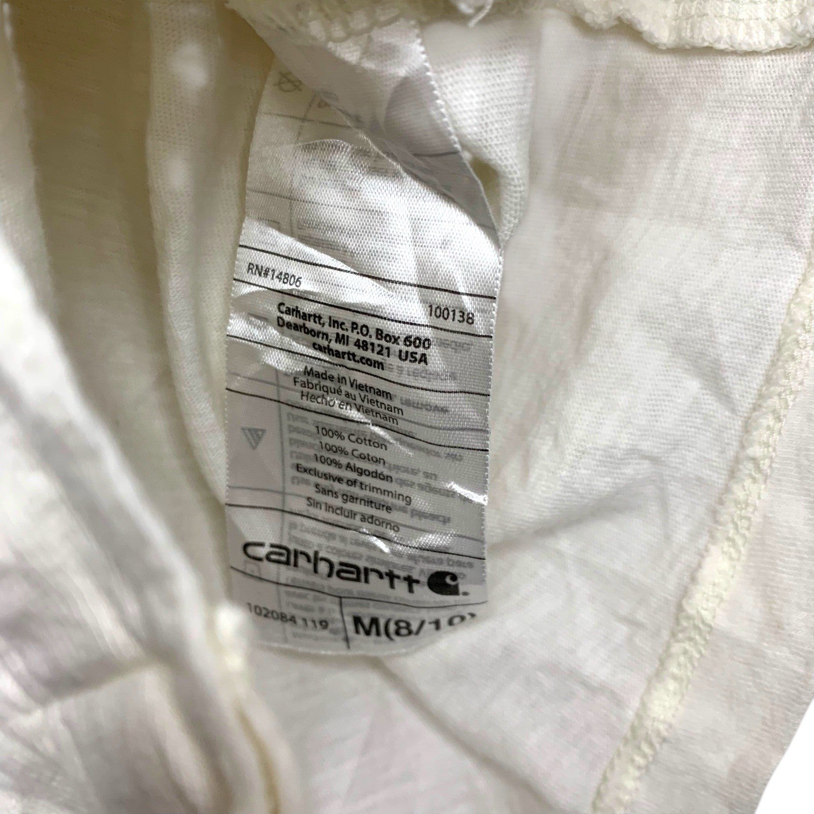 Carhartt Long Sleeve Polo Shirt Beige Cotton Workwear Top Unisex Medium Vintage