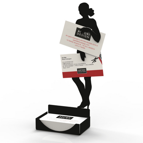 Artori Cover Girl Business Card Holder – Nude Silhouette Desk Stand Black Metal