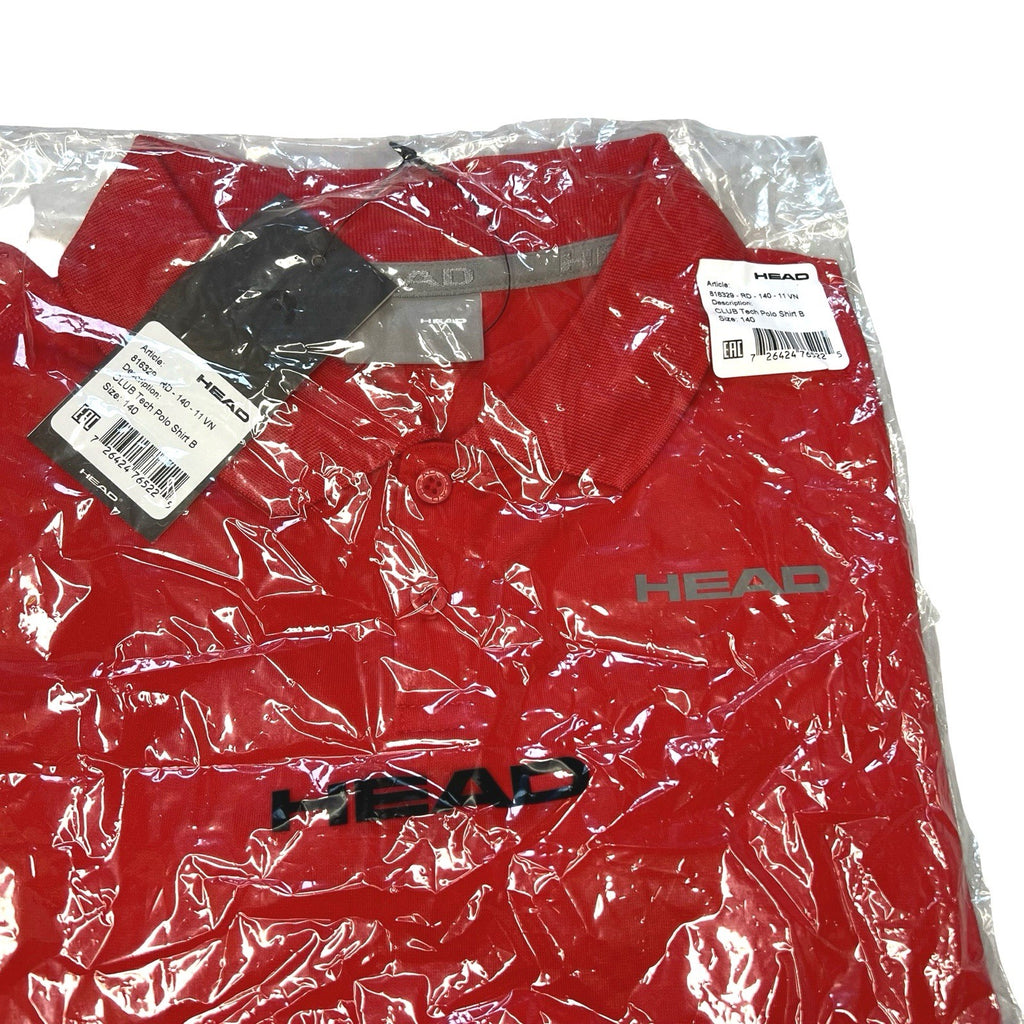 HEAD Club Tech Polo Shirt Red Size 140 Age 9-10 Kids Tennis Top BNWT NOS