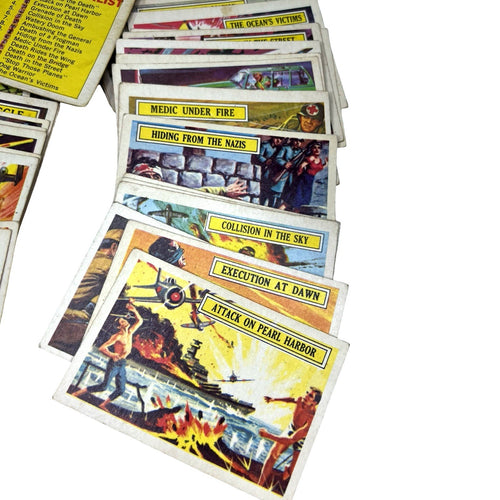 1965 A&BC Battle WWII Trading Cards 63/73 Near Complete Set UK Gum - front view