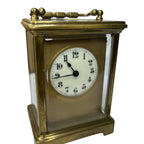 Vintage Brass Carriage Clock Platform Escapement Glass Sides Key Wind Up France