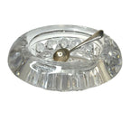 Vintage Cut Crystal Salt Cellar Open Salt Dip Nevada Solid Silver Spoon Set
