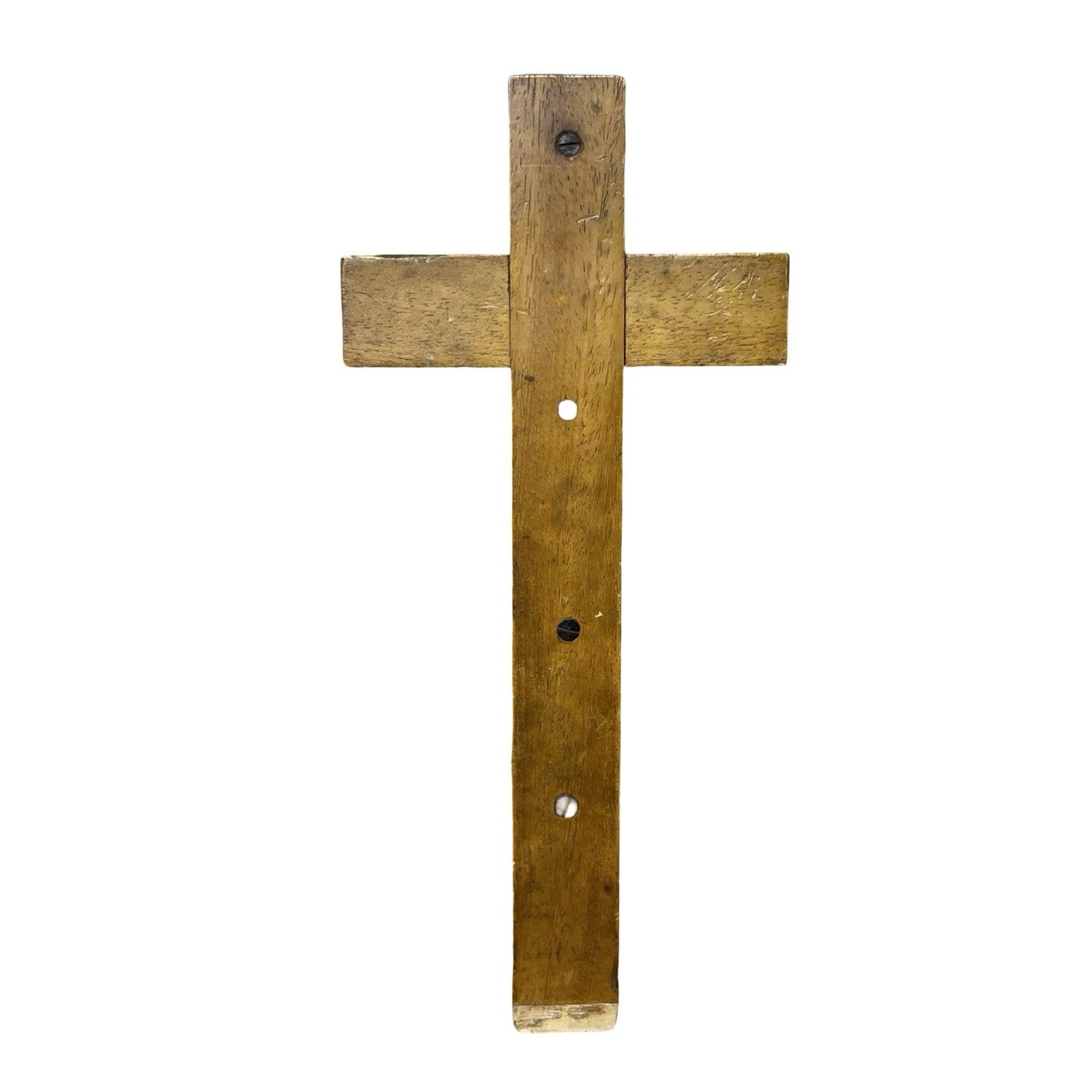 Vintage Catholic Wall Crucifix Wooden Cross Metal Jesus Holy Water Font IHS