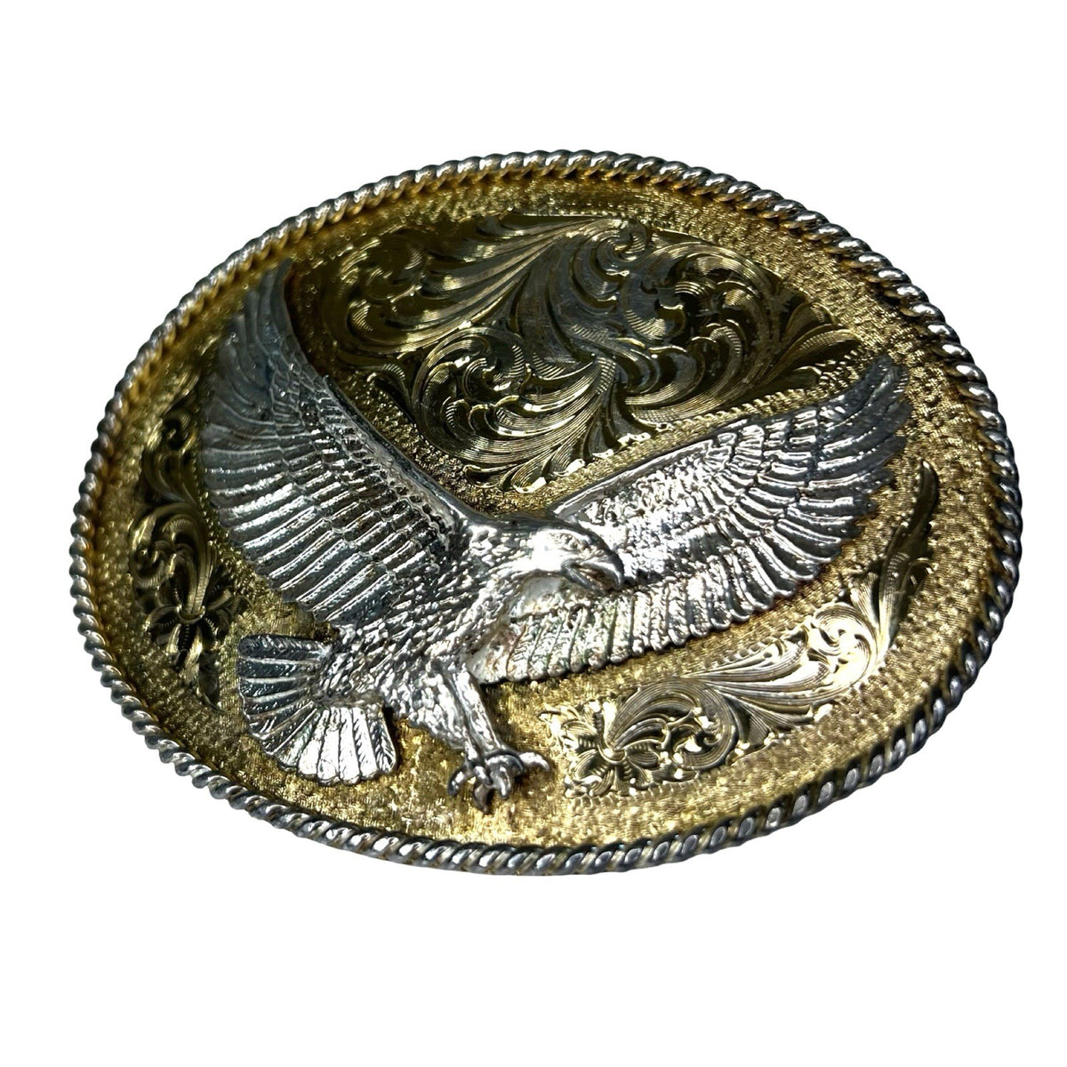Montana Silversmiths 24 Gold Electro Plate Eagle Western Cowboy Belt Buckle - front view