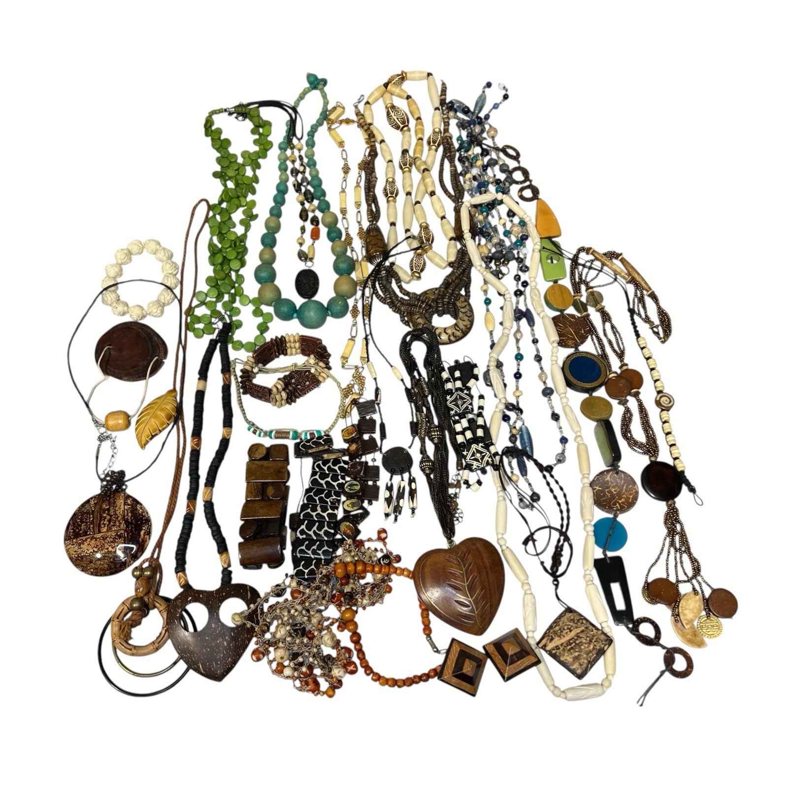 Vintage 1kg Ethnic Tribal Carved Bovine Bone African Jewellery Bundle Necklace