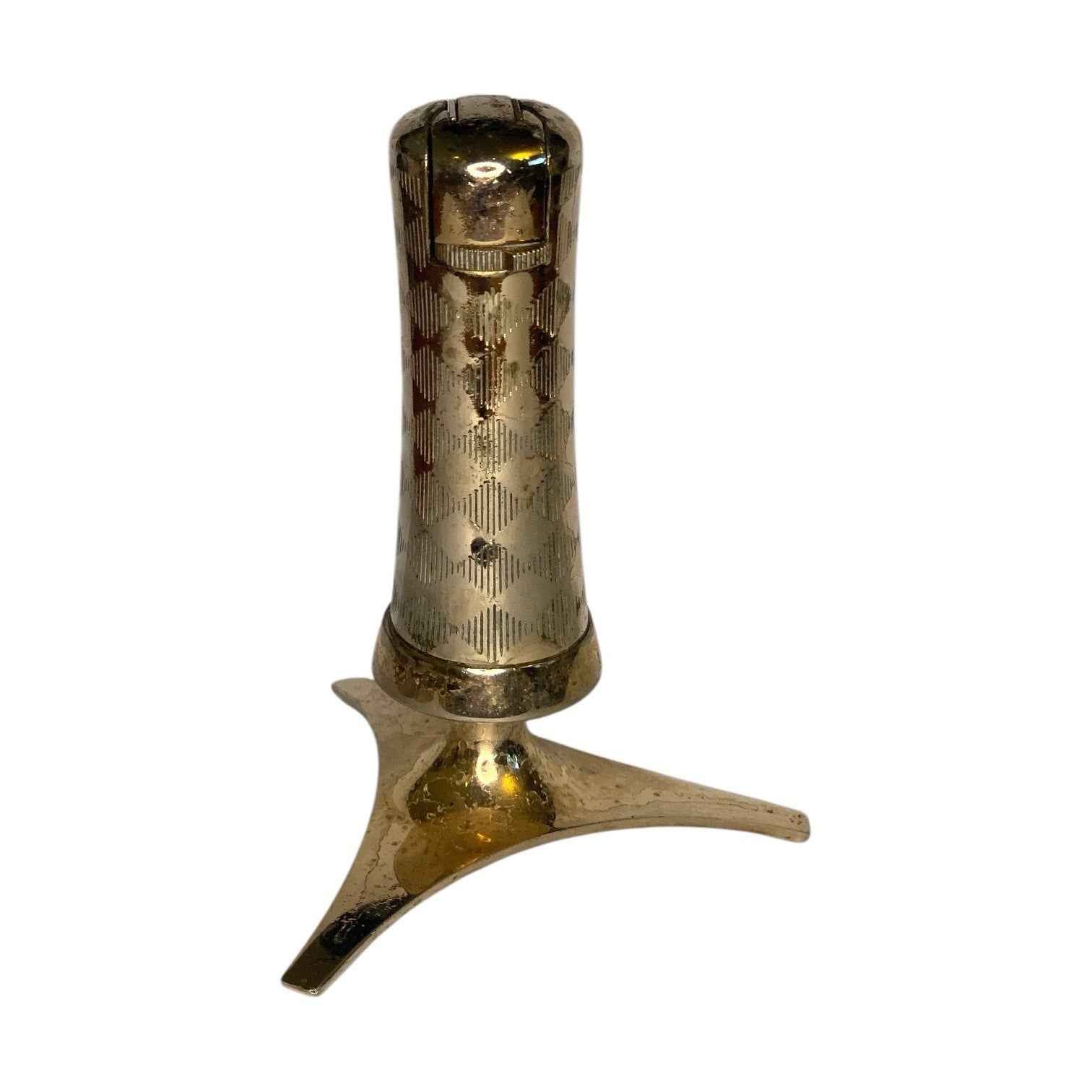 Rare Vintage Ronson Tripod Atomic Table Lighter Gold Tone Textured