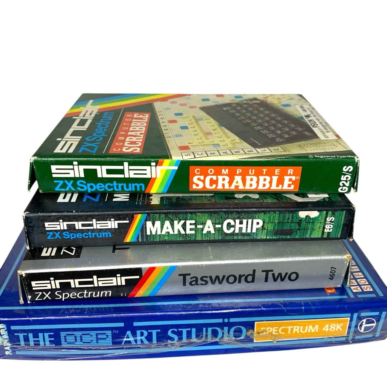Bundle of Sinclair Spectrum Games Tasword Make-a-Chip Scrabble Art Studio 48K