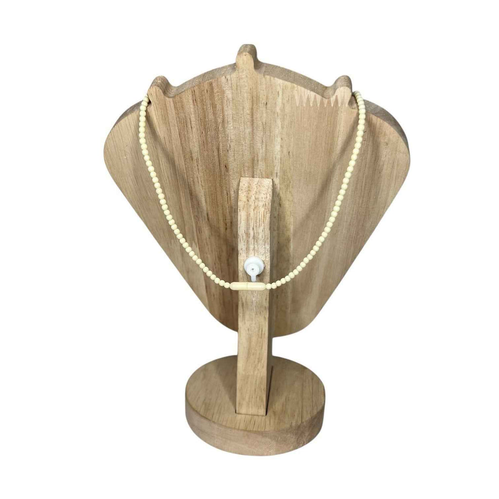 Vintage Carved Bovine Bone Necklace with Elephant Pendant & Beads