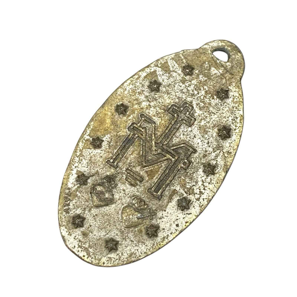 Vintage Miraculous Holy Virgin Mary Medal Pendant Lady of Graces Good Condition