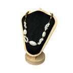 Vintage Mother of Pearl Statement Necklace White Shimmering Beads