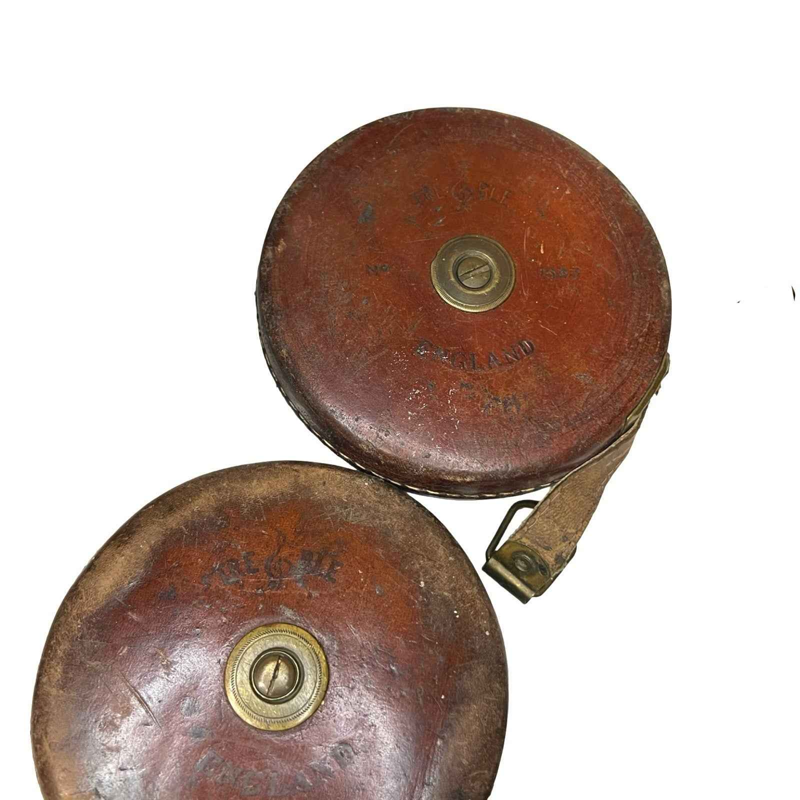 Vintage Leather Tape Measures Job Lot Treble Rabone Abbey Brass Old Tools