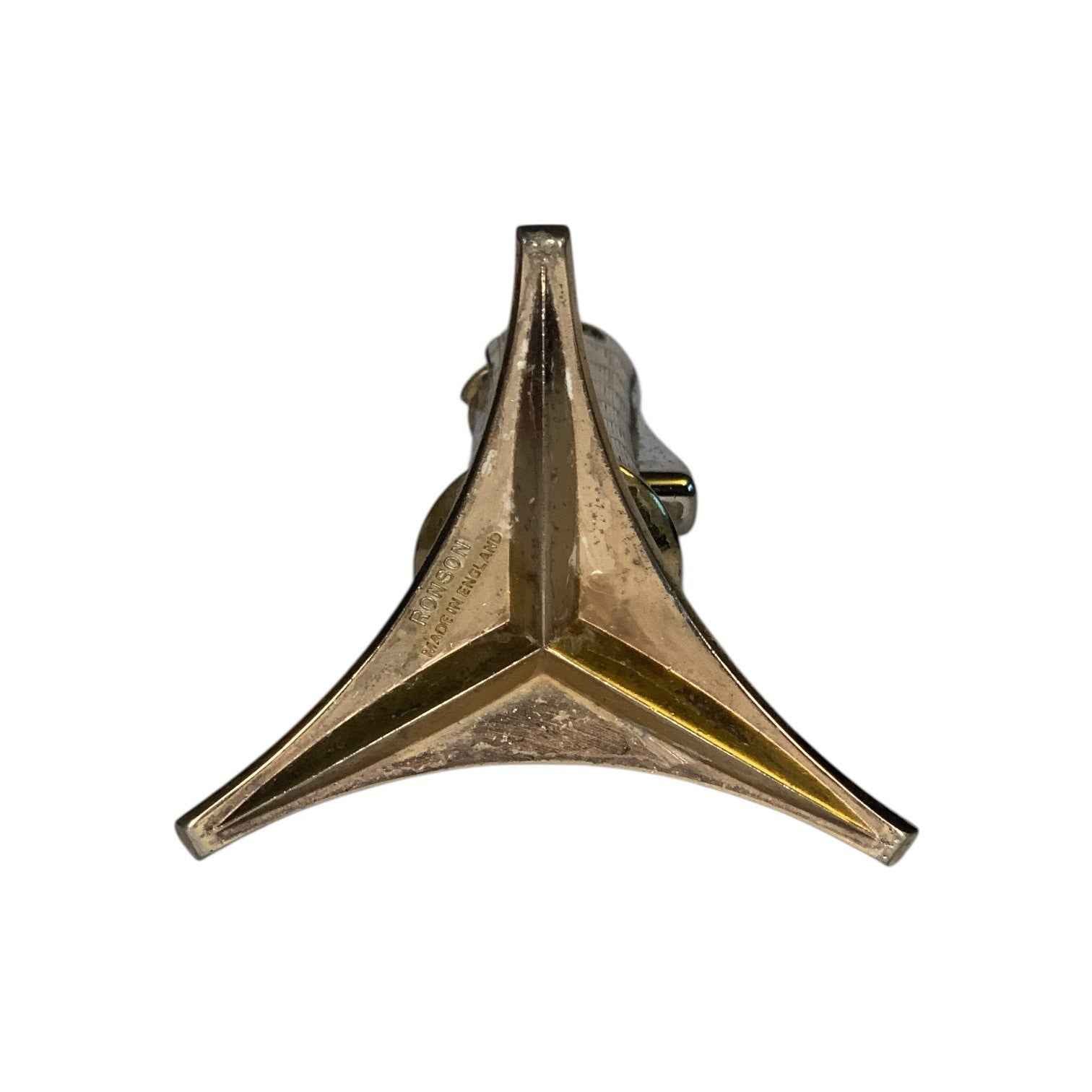 Rare Vintage Ronson Tripod Atomic Table Lighter Gold Tone Textured