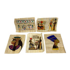 5x Egyptian Papyrus Hand Paintings - Isis Hathor Nefertari Cleopatra VII Art Lot Paintings by TheVoyageBird