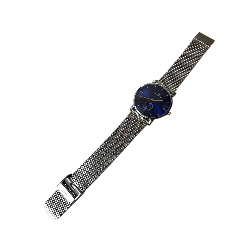 Accurist 7126 Mens Watch Blue Dial Heavy Silver Tone Bracelet Quartz
