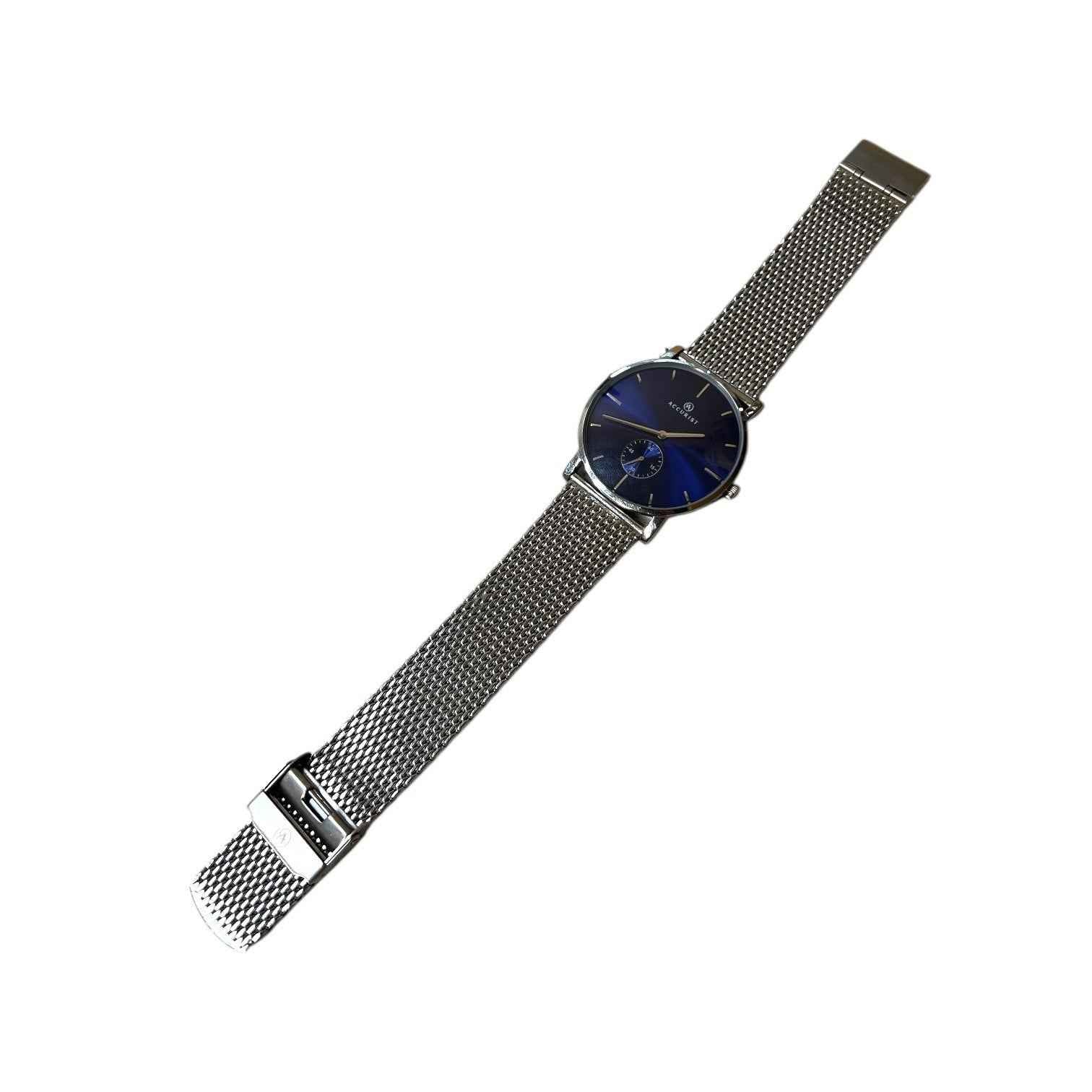 Accurist 7126 Mens Watch Blue Dial Heavy Silver Tone Bracelet Quartz