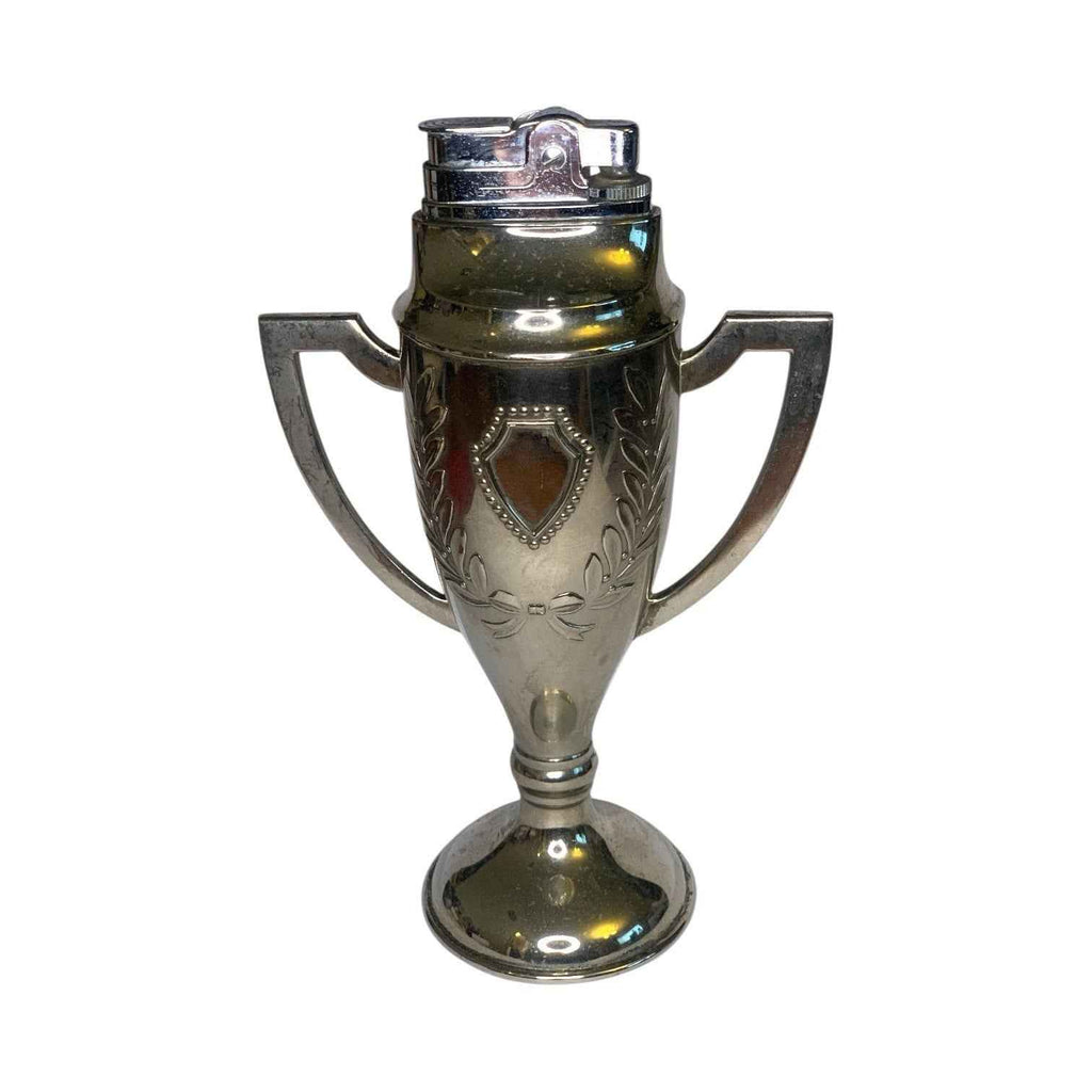 Vintage Silver Plated Trophy Cup Table Lighter Twin Handles Barware Decor