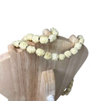 Vintage Floral Carved Bovine Bone Necklace Long Flower Bead Ethnic