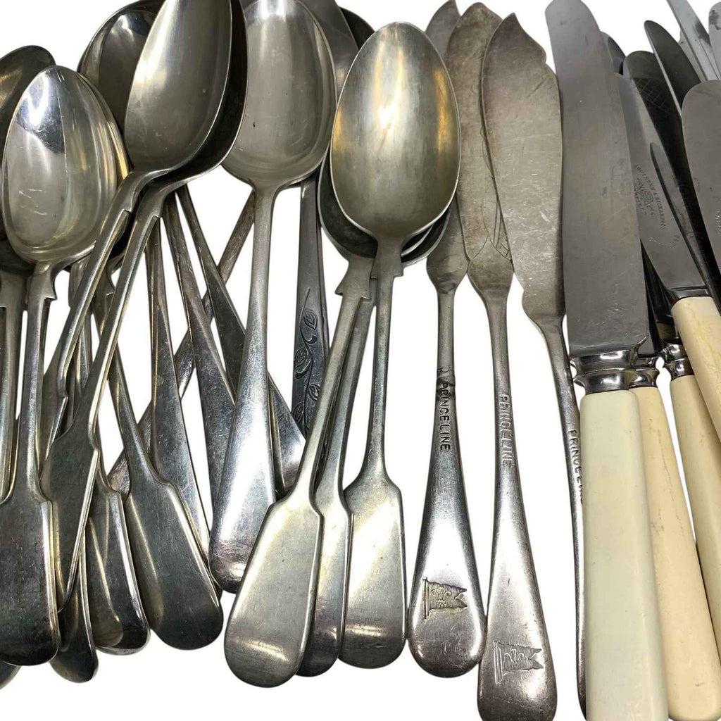 Large Bundle 62x Mixed Cutlery Silver Plated Nickel EPNS Forks Spoons Vintage