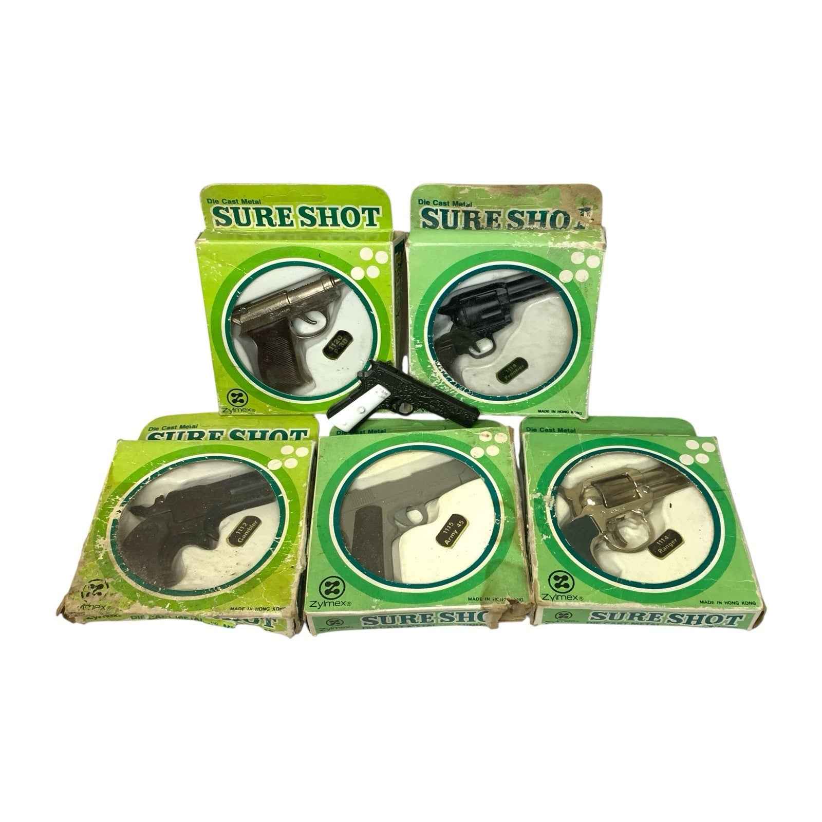 Vintage Bundle 6x Sure Shot Die Cast Mini Cap Gun by Zylmex 5 Boxed