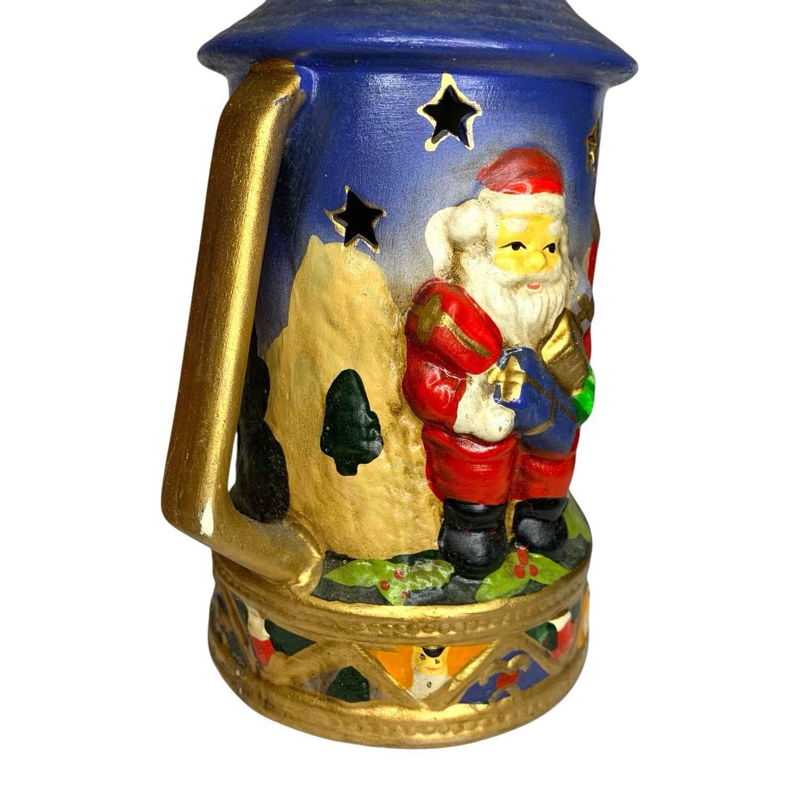 Vintage Ceramic Tea Light Candle Lantern Christmas Scene, Great Condition, 1990s