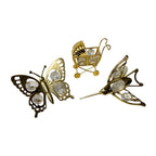 Bundle 3x Swarovski Crystal Gold Plated Ornaments Butterfly Hummingbird Pram