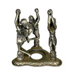 Three Fairies Pewter Tea Light Candle Holder Heavy Fantasy Floral Decor